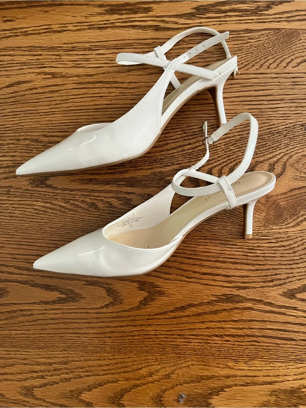 Nine West White Pointed-Toe Ankle-Strap Pumps